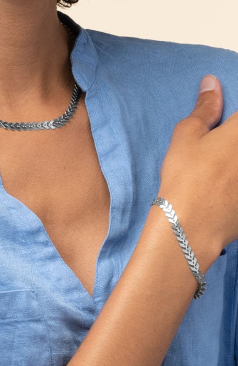 Bearfruit Jewelry Elara Chevron Jewelry Set Trendy Statement Collection, Alternate, color, Dark Grey