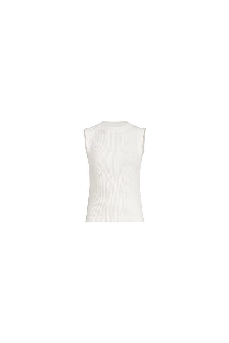 Cotton ribbed jersey top with monili, Alternate, color, Ivory