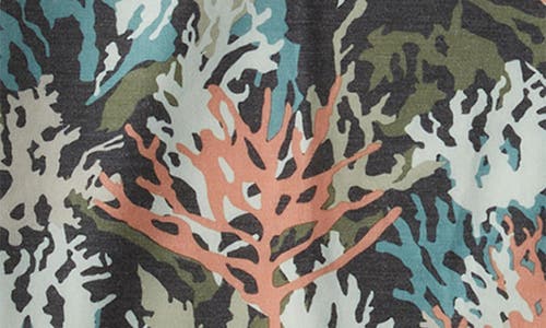 Billabong Coral Print Short Sleeve Button-up Shirt In Olive Multi