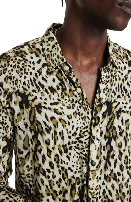 John Varvatos Rodney Leopard Print Button-up Shirt In Brown
