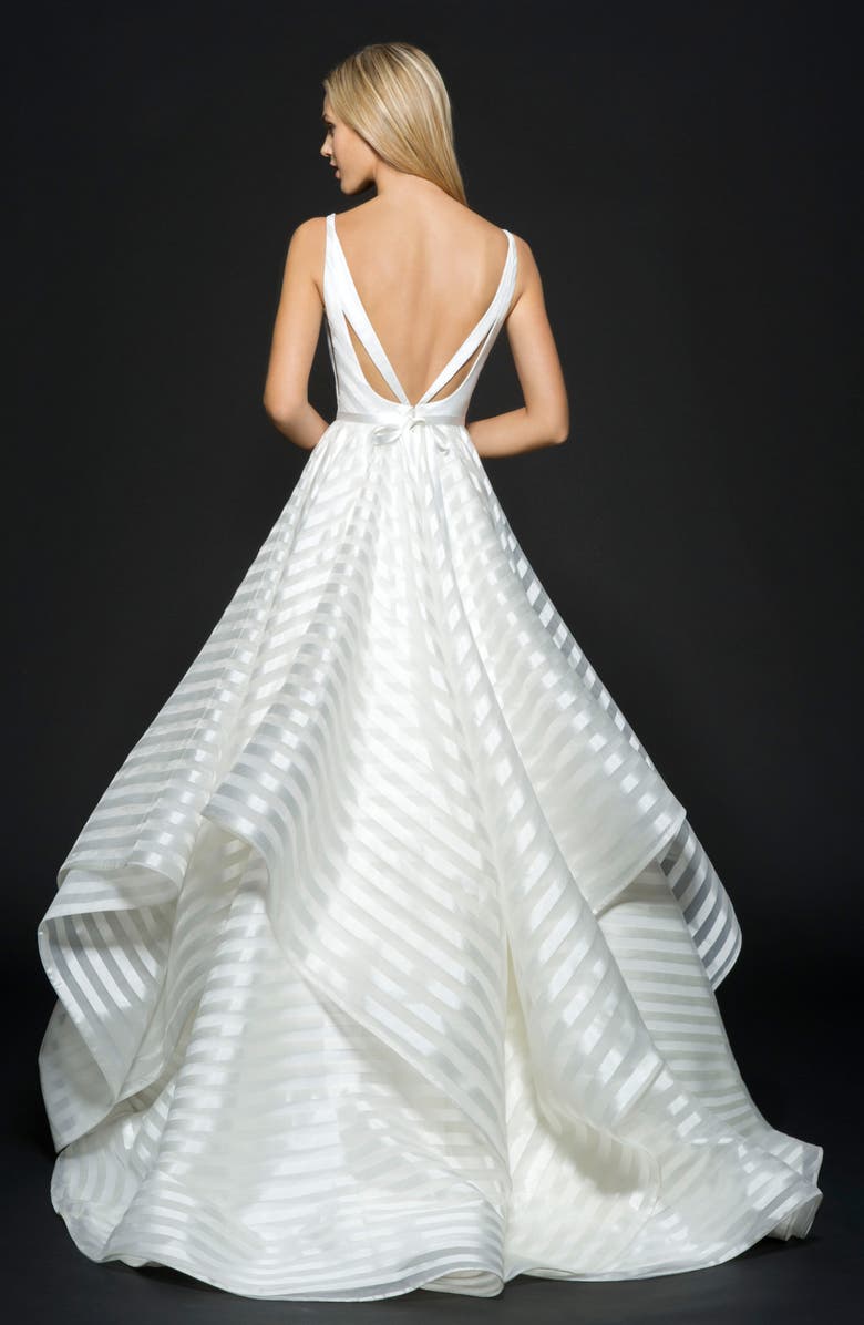 Hayley Paige Decklyn Stripe Organza Ballgown, Alternate, color, 