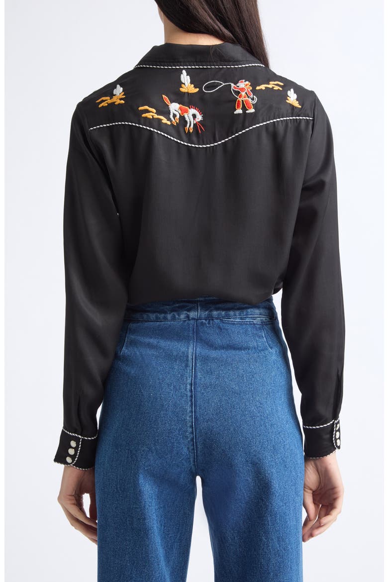Checkers Embroidered Western Snap-Up Shirt, Alternate, color, BLACK MULTI