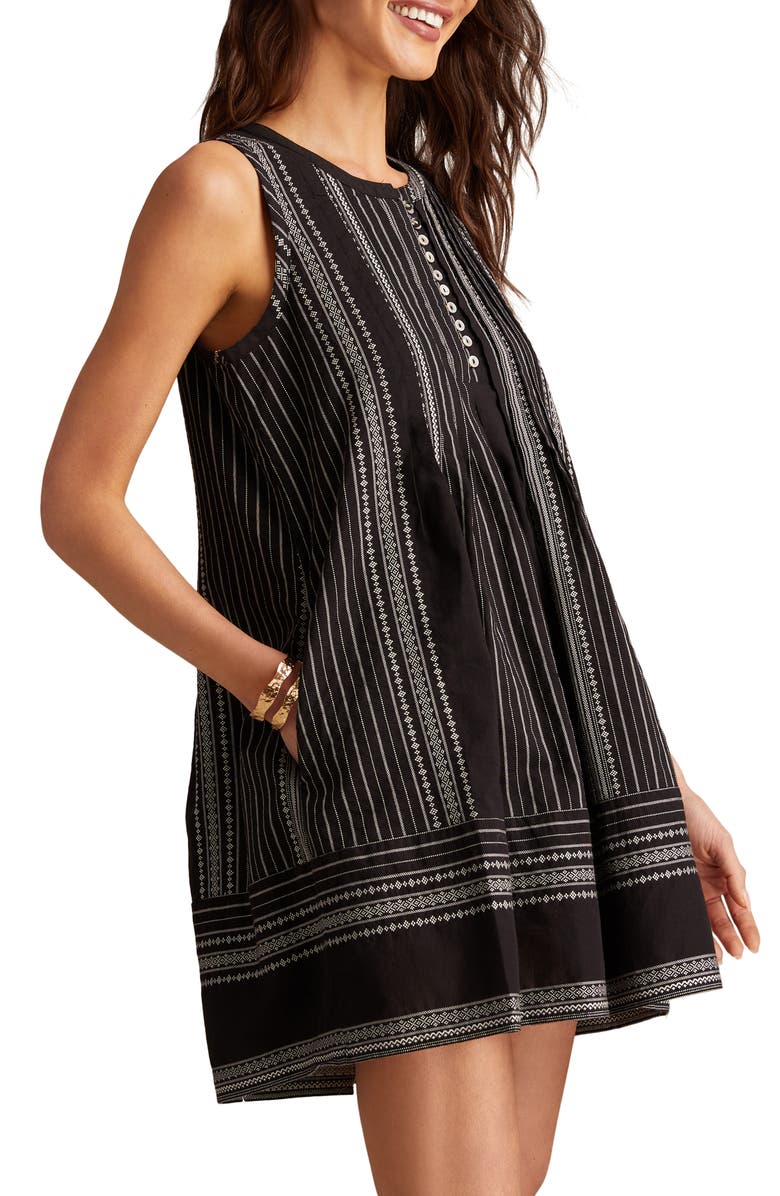 Lucky Brand Pintuck Sleeveless Cotton Mini Sundress, Alternate, color, Caviar