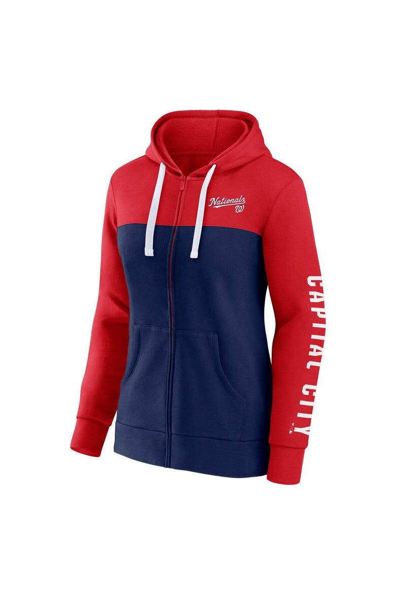 Women's Fanatics Branded Red/Navy Washington Nationals Take The Field Colorblocked Hoodie Full-Zip Jacket, Alternate, color, Red