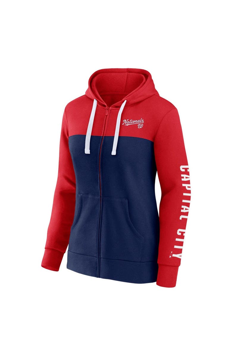 FANATICS Women's Fanatics Branded Red/Navy Washington Nationals Take The Field Colorblocked Hoodie Full-Zip Jacket, Alternate, color, Red