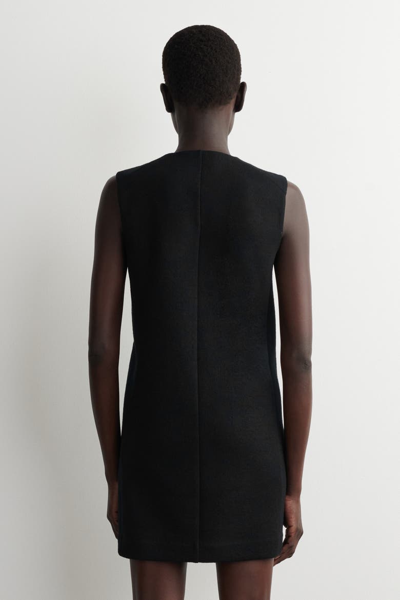 Wool & Cotton Blend Shift Minidress, Alternate, color, BLACK