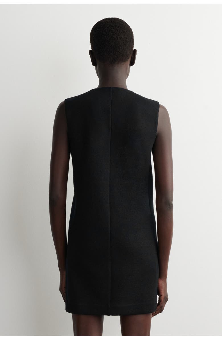 COS Merino Wool Buttoned Shift Mini Dress, Alternate, color, Black