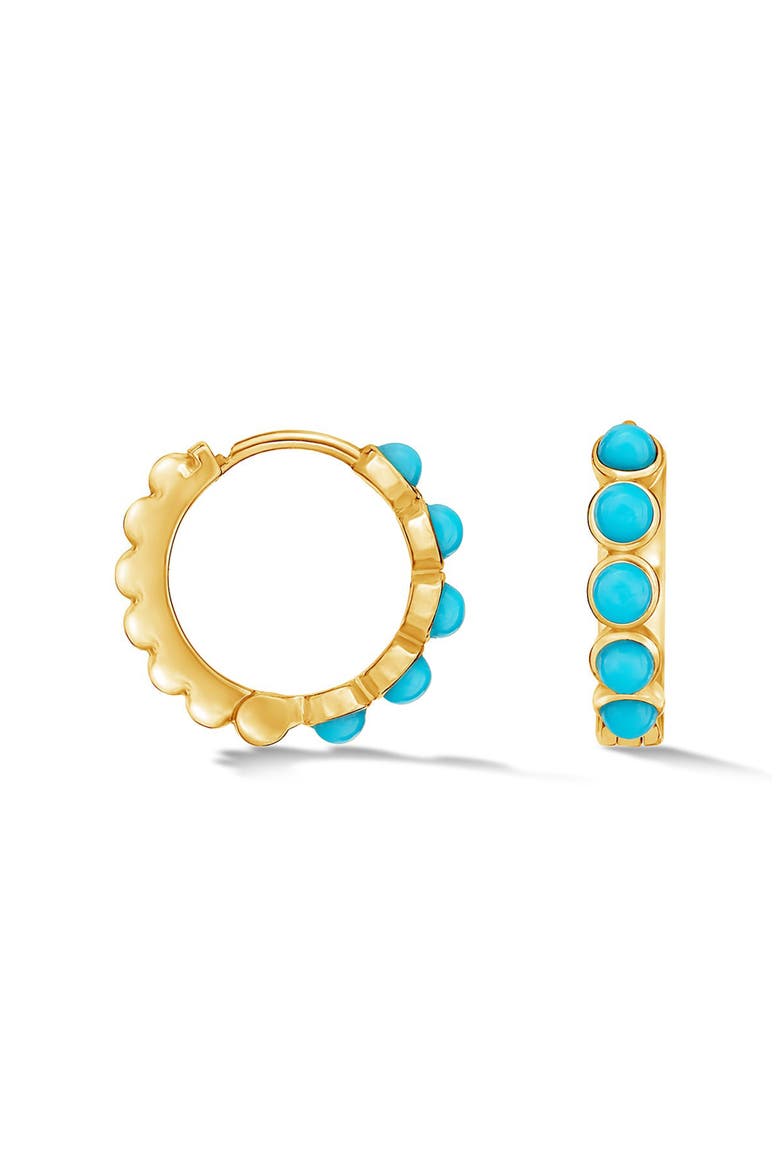 Medium Azure Turquoise Huggie Hoops, Main, color, Yellow Gold Vermeil