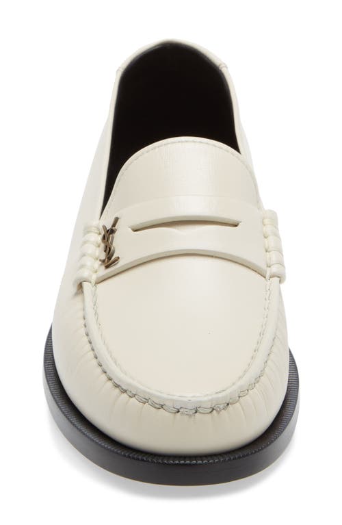Saint Laurent Le Loafer Monogram Penny Loafer In White