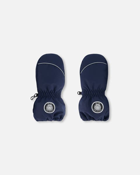 Kids Unisex Solid Mittens Navy