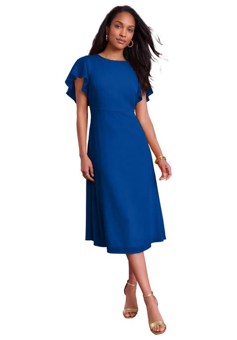 Georgette Fit And Flare Caplet Dress
