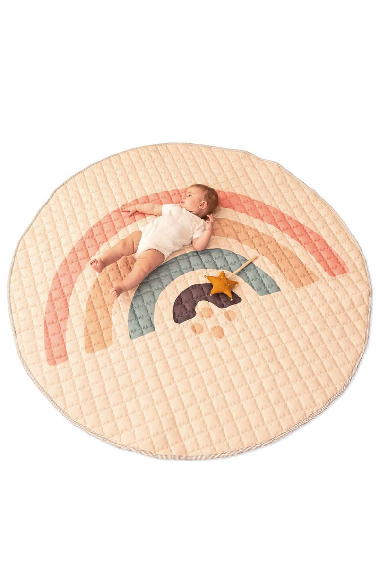 Hakuna Matte Quilted Playmat, Boho Rainbow 59 Inch Circle, Alternate, color, Multicolored