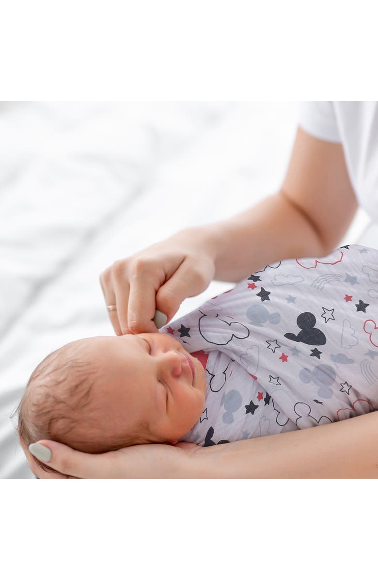 Lambs & Ivy Disney Baby Mickey Mouse Muslin Swaddle Blanket & Plush Gift Set, Alternate, color, White