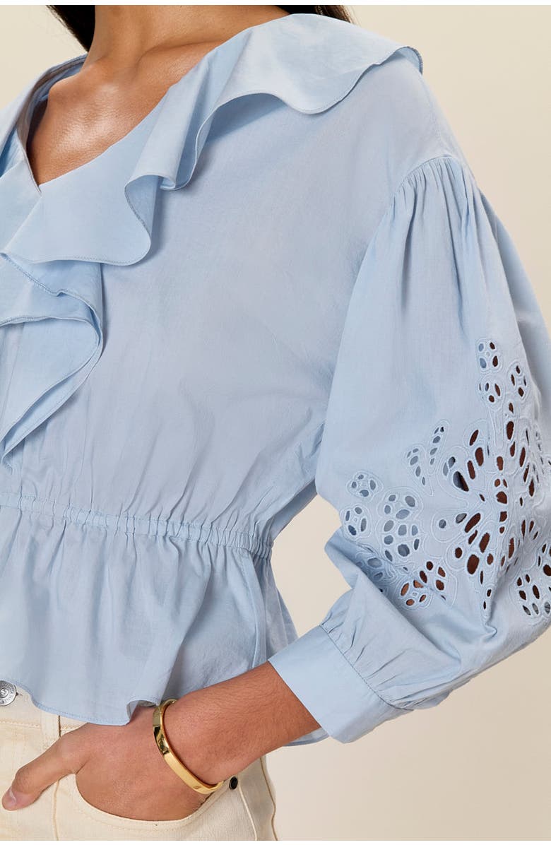 Rebecca Taylor Lorelai Embroidered Blouse, Alternate, color, Chambray