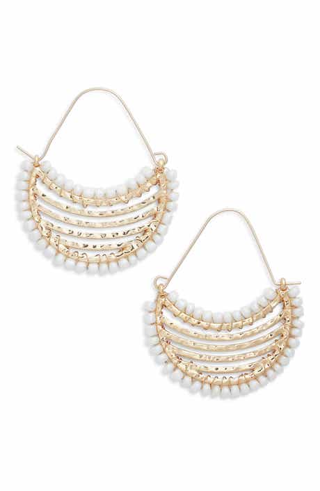 Nordstrom Beaded Crescent Half Hoop Earrings