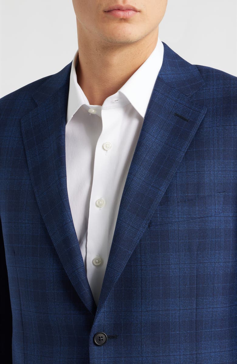 Canali Siena Regular Fit Blue Plaid Wool Sport Coat, Alternate, color, Dark Blue