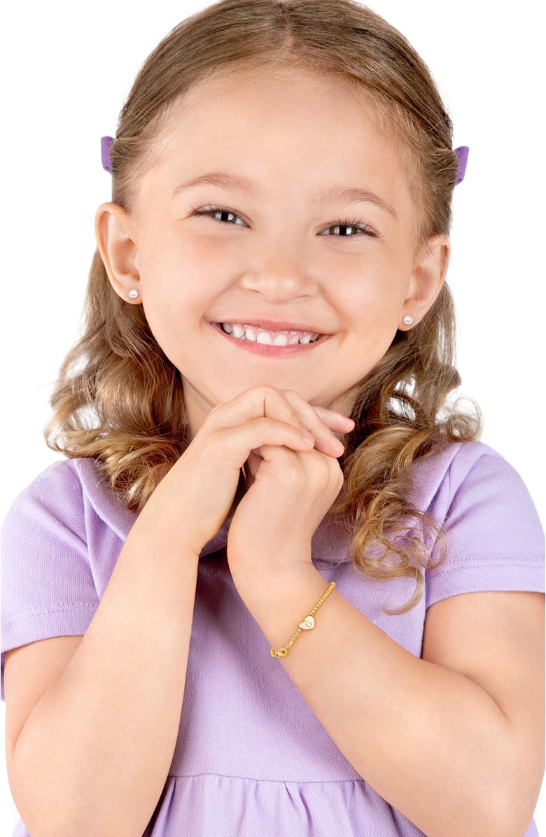 Tiny Blessings 14K Gold Dainty Heart & Engraved Initial 5.25" Bracelet, Alternate, color, 14K Gold - G