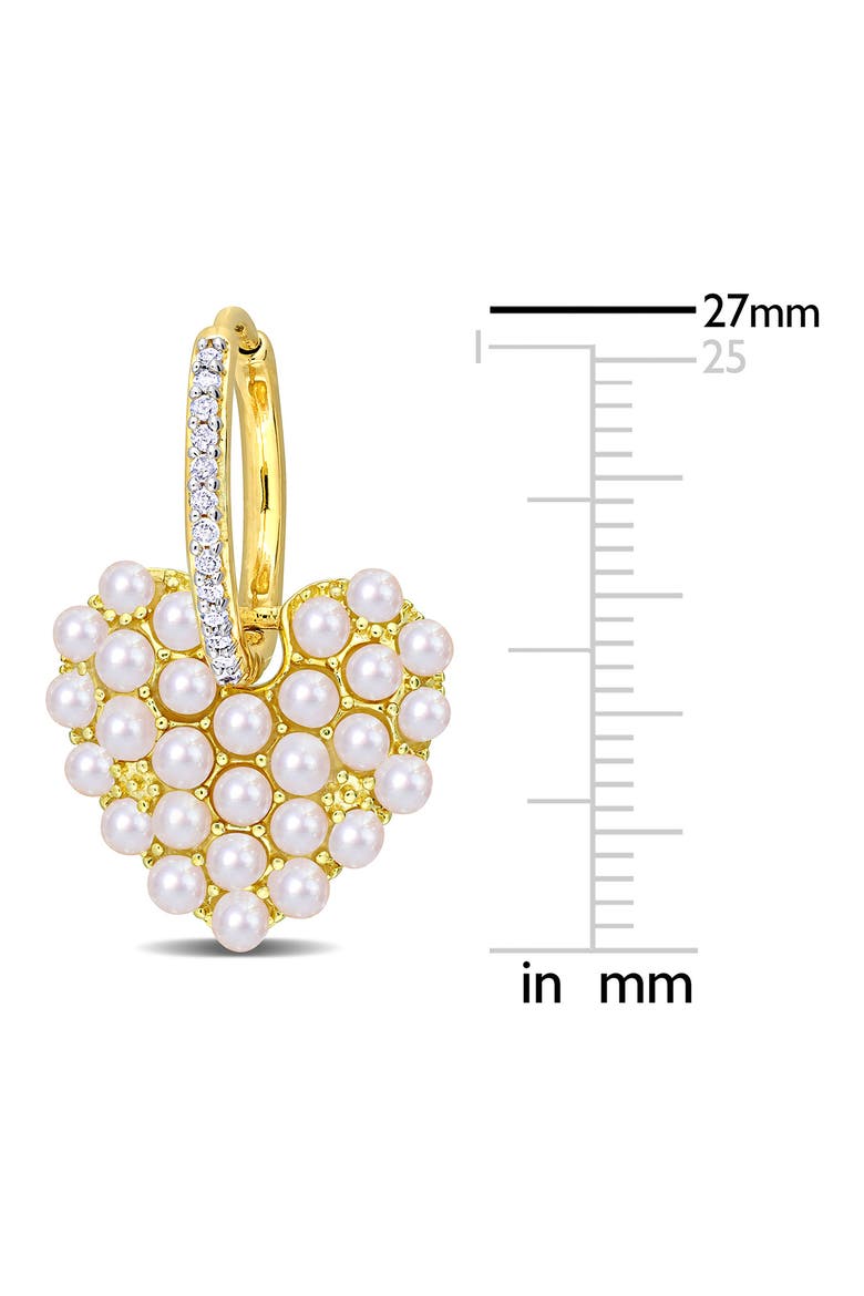 2-2.5mm Cultured Freshwater Pearl Heart Drop Earrings, Alternate, color, GOLD/ WHITE