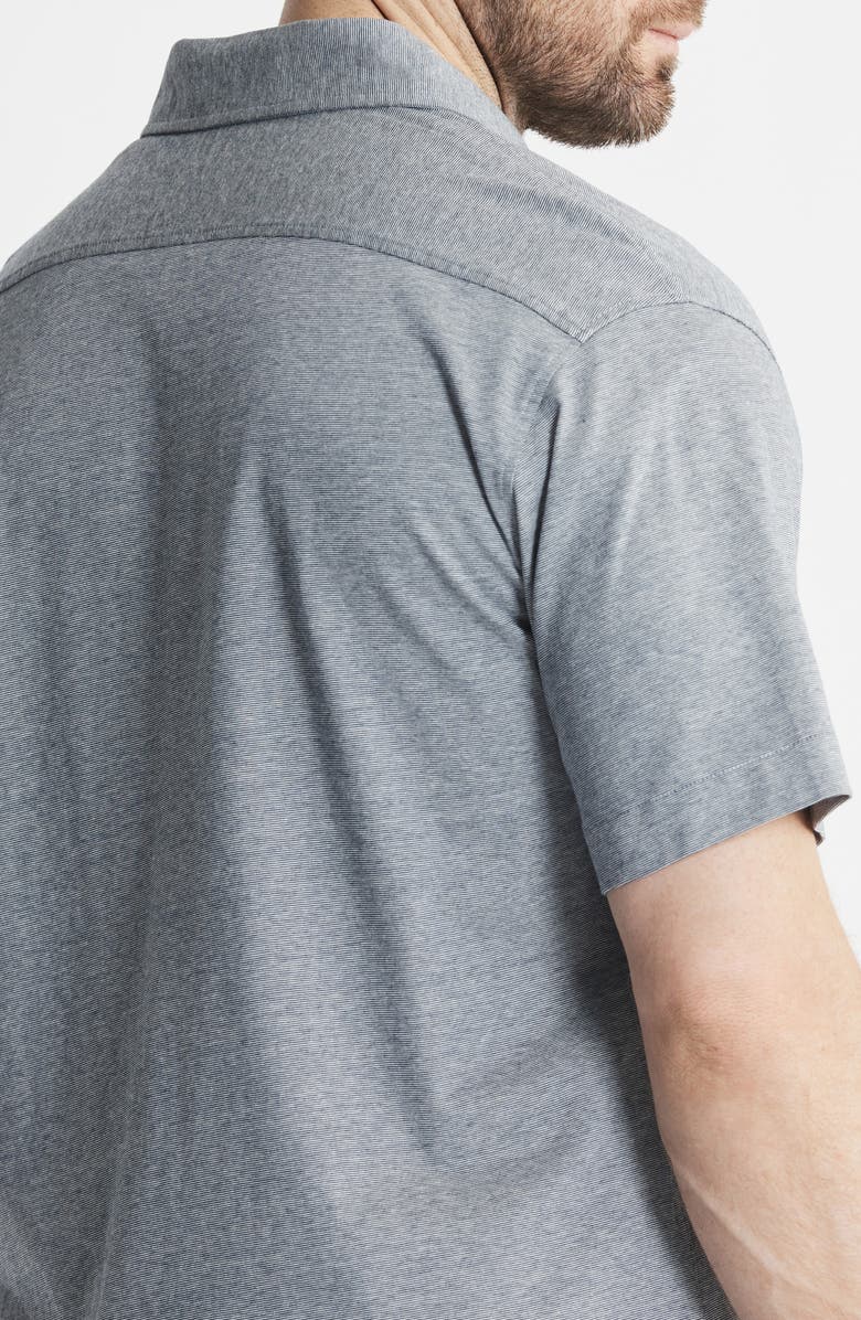 JACHS Short Sleeve Cotton Knit Button-Up Shirt, Alternate, color, Navy