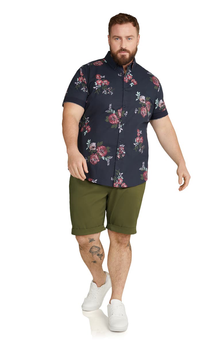 Johnny Bigg Kennedy Floral Short Sleeve Stretch Cotton Button-Down Shirt, Alternate, color,