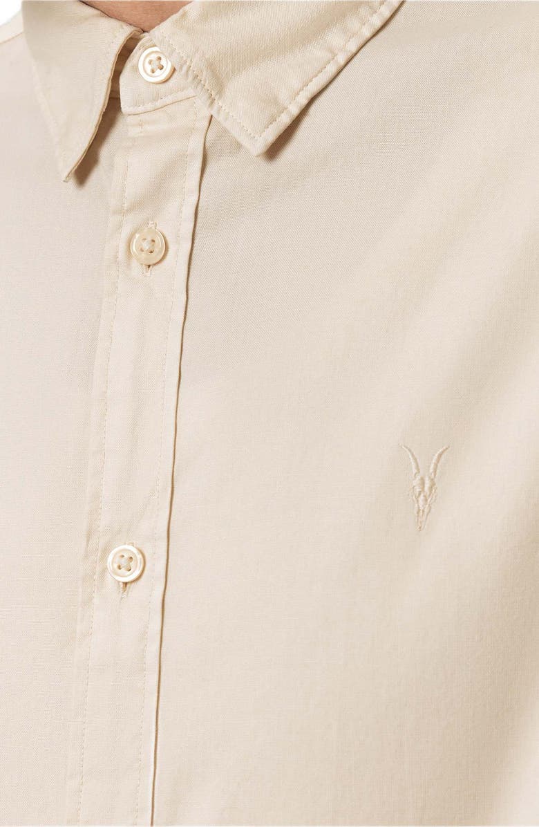 AllSaints Hawthorne Solid Stretch Cotton Button-Up Shirt, Alternate, color, Soap White