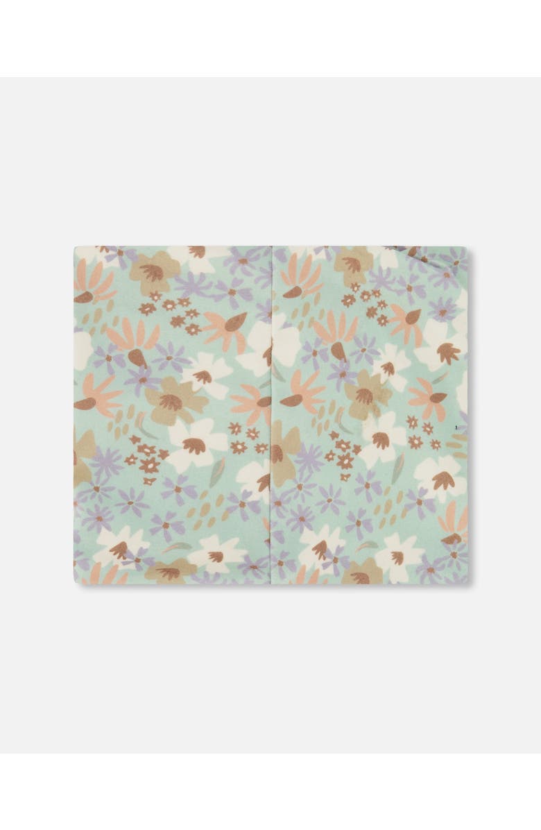 Deux par Deux Girl's Printed Neck Tube Small White Flowers On Turquoise And Lilac, Alternate, color, 
