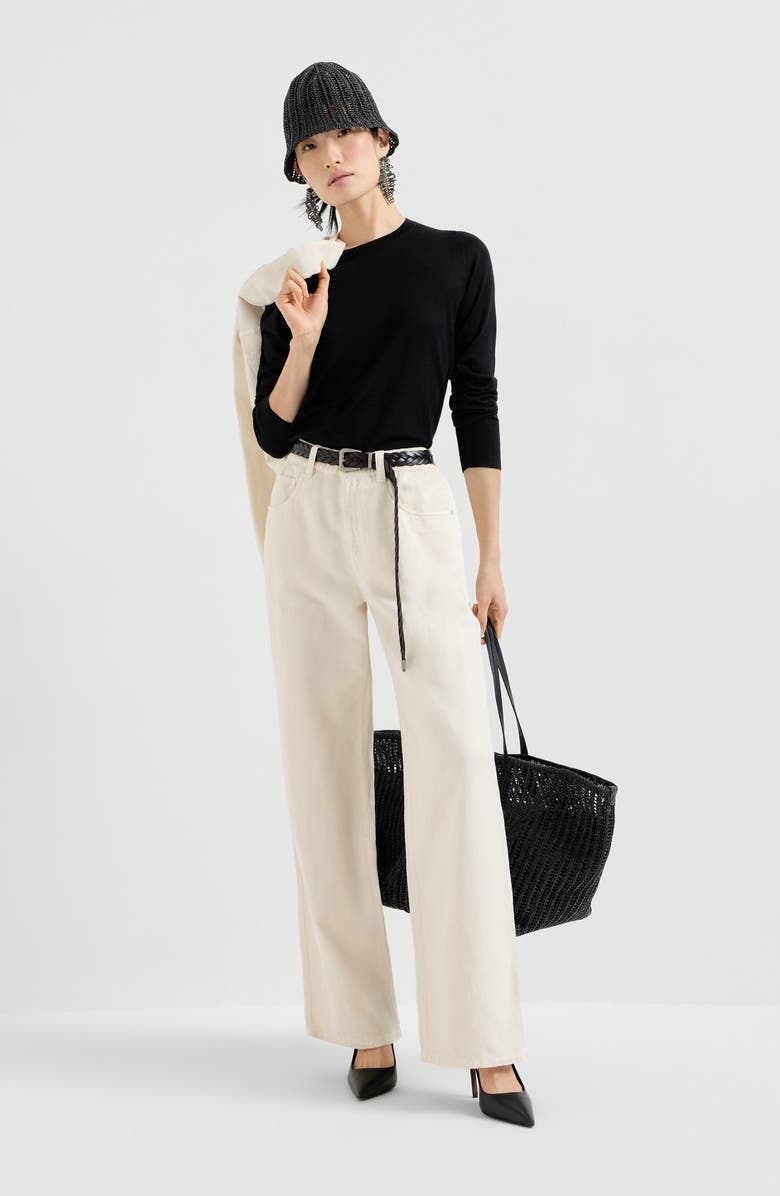 Brunello Cucinelli Cashmere and silk sweater, Alternate, color, Black