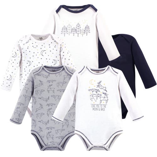 Touched By Nature 5pk Long Sleeve Organic Bodysuits In Multi