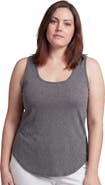 24seven Comfort Apparel Curvy Basic Ribbed Knit Sleeveless Scoop Neck Long Flared Tank Top