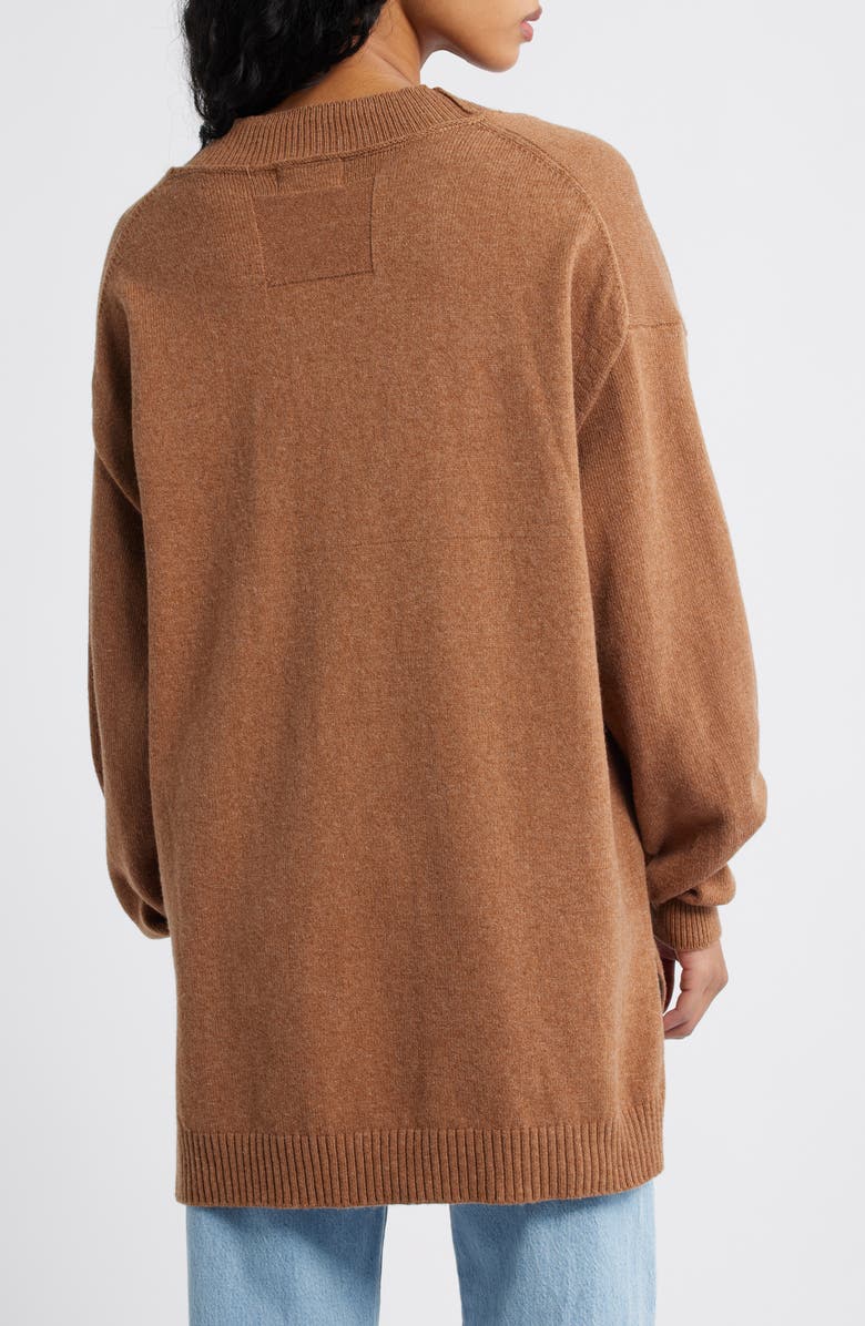 Free People Chelsea V-Neck Tunic Sweater, Alternate, color, Muscavado