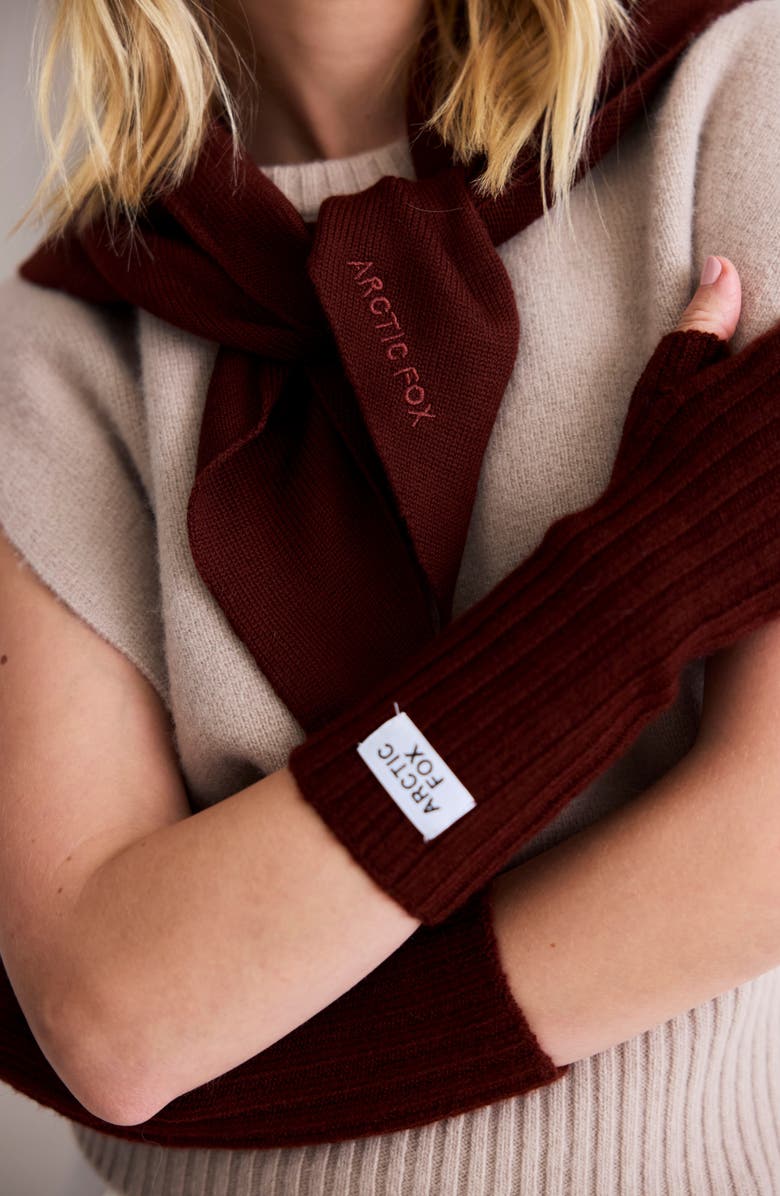 Arctic Fox & Co The Merino Wool Fingerless Gloves, Alternate, color, Dark Walnut Brown
