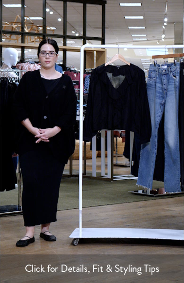 Lace Insert Ruffle Pintuck Long Sleeve Top, sales video thumbnail