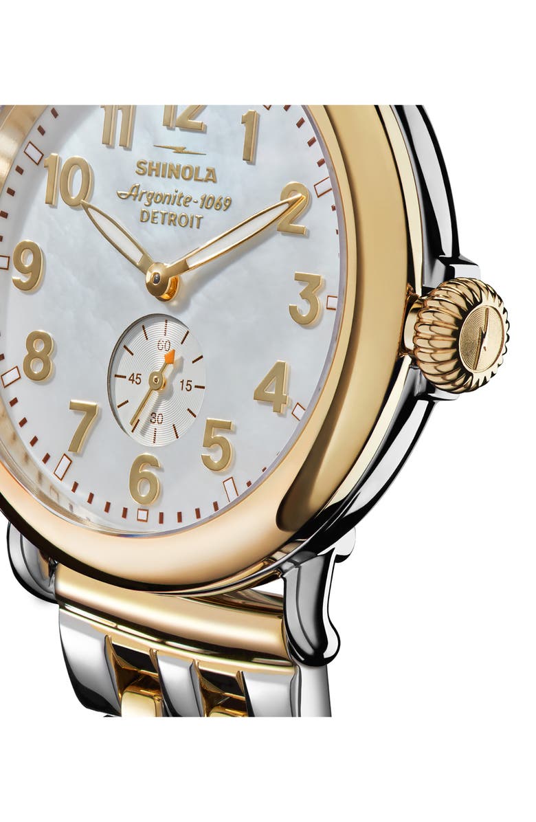 Shinola Runwell Sub Second Bracelet Watch, 41mm, Alternate, color, White/ Mop