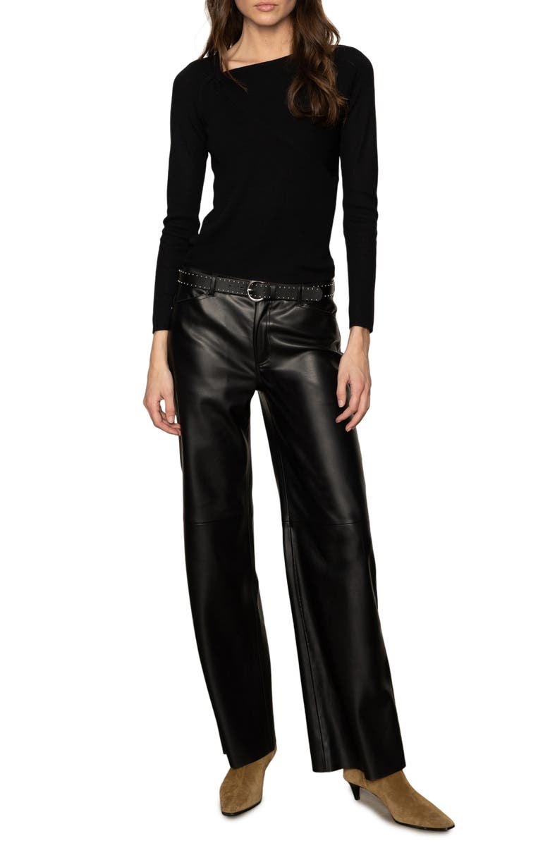 Sanctuary Twist Detail Knit Top, Alternate, color, Black