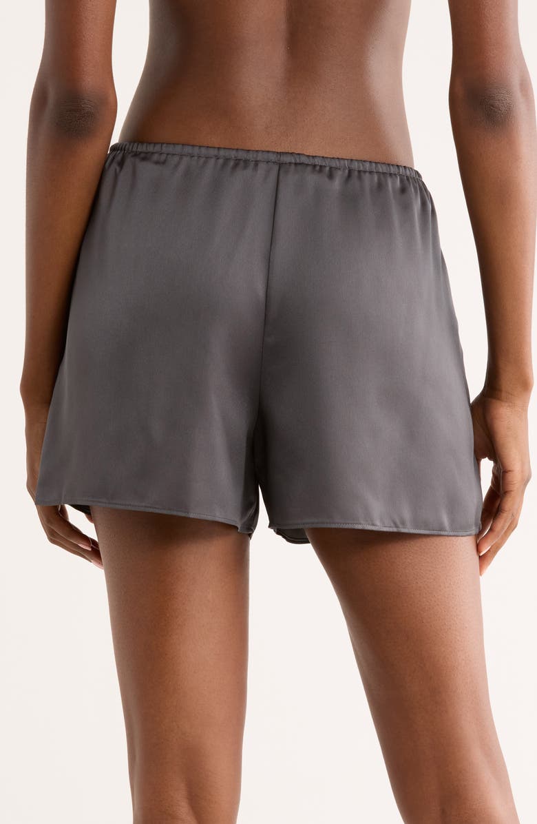 MANGO Satin Drawstring Pajama Shorts, Alternate, color, Dark Grey