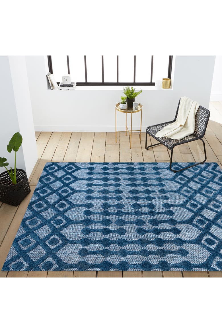 Peralta Moroccan Diamond Indoor/Outdoor Area Rug, Alternate, color, Navy