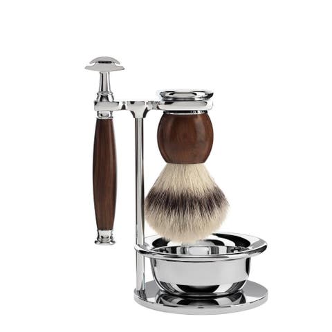 Sophist Ironwood 4-piece Silvertip Fiber & Safety Razor Shaving Set
