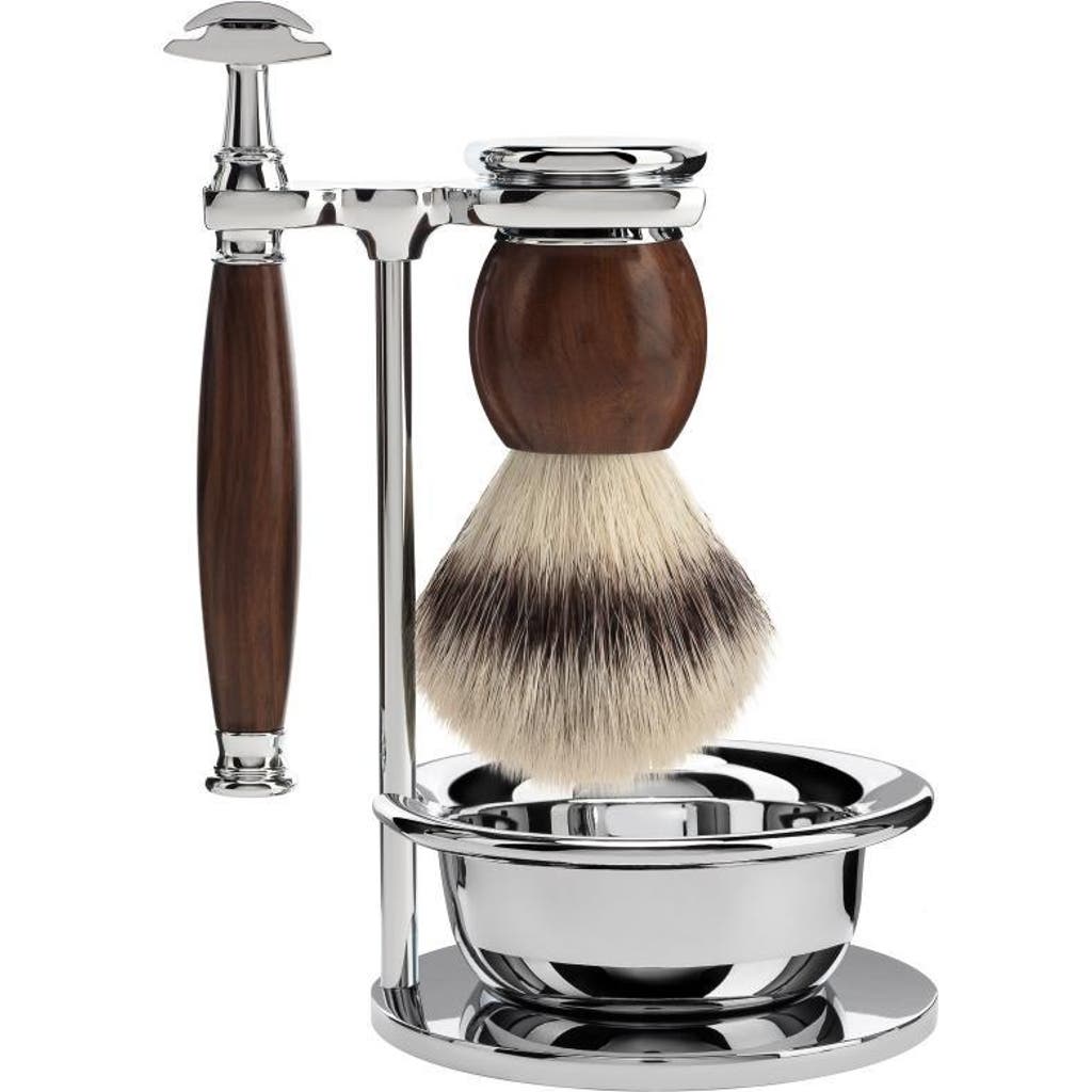 Mühle Sophist Ironwood 4-piece Silvertip Fiber & Safety Razor Shaving Set In Brown