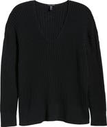Eileen Fisher Cotton & Tencel™ lyocell Ribbed V-Neck Sweater
