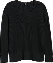 Eileen Fisher Cotton & Tencel™ lyocell Ribbed V-Neck Sweater