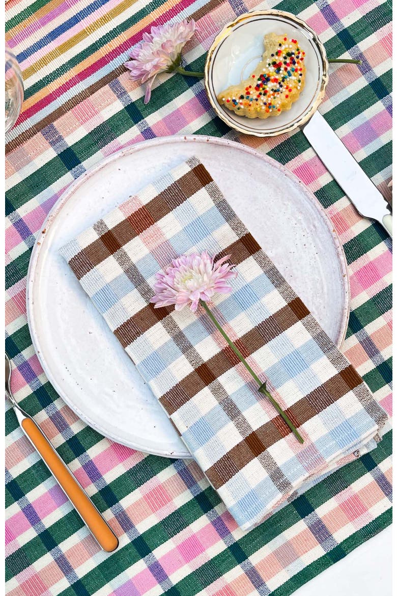 Handwoven Classic Plaid Cotton Napkins, Set of 4, Alternate, color, Brown