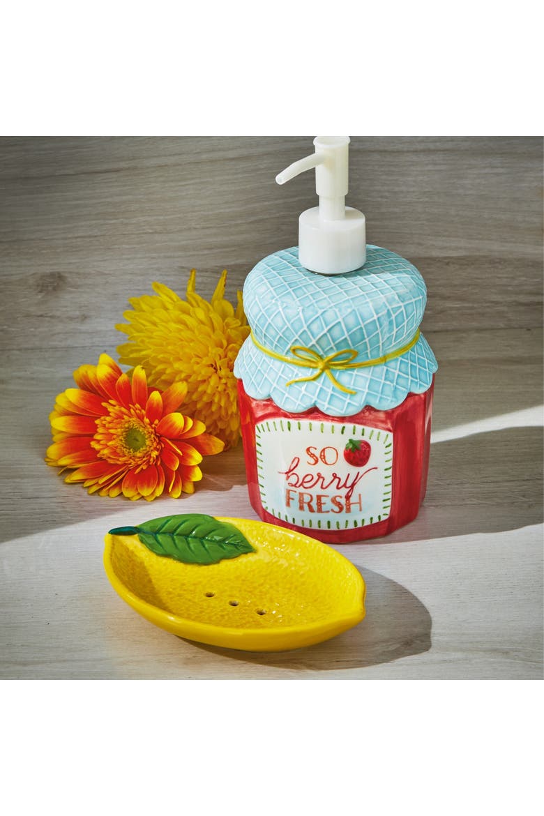 Jam Jar Soap Pump Multi Earthenware Summer, Alternate, color, Blue
