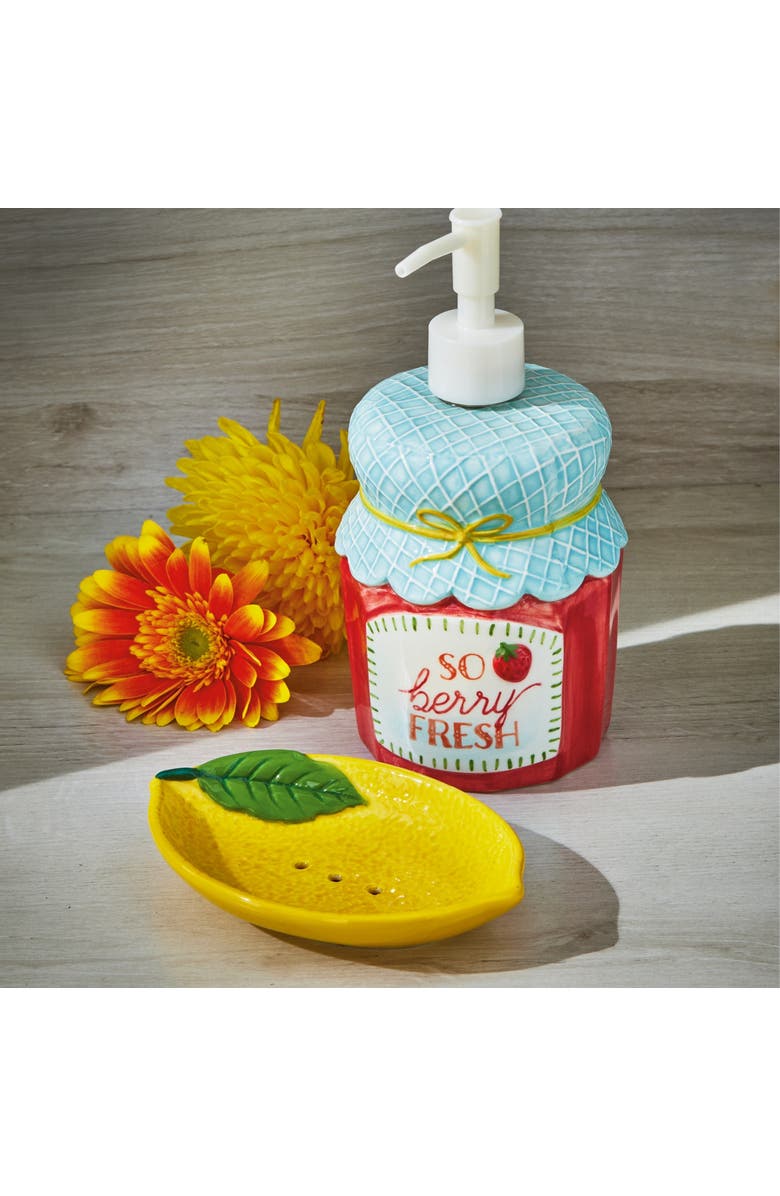 tag Jam Jar Soap Pump Multi Earthenware Summer, Alternate, color, Multicolored