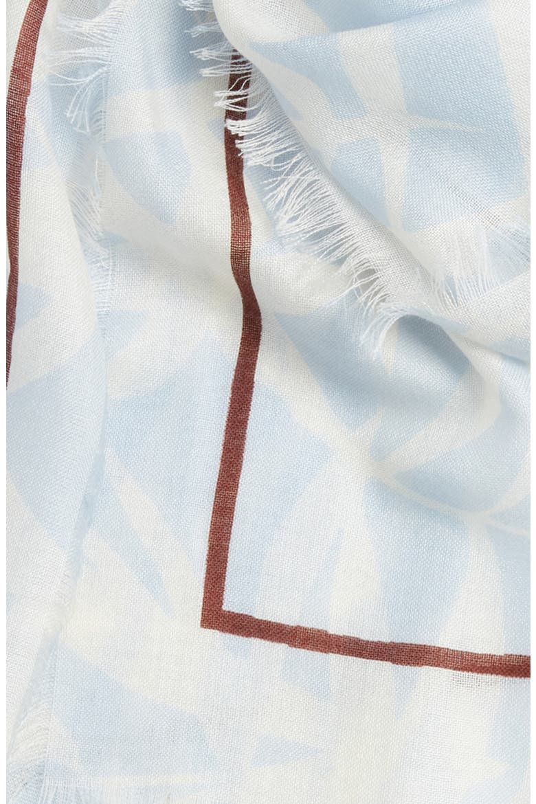 Floral Print Scarf with Eyelash Fringe, Alternate, color, BLUE TROPICS