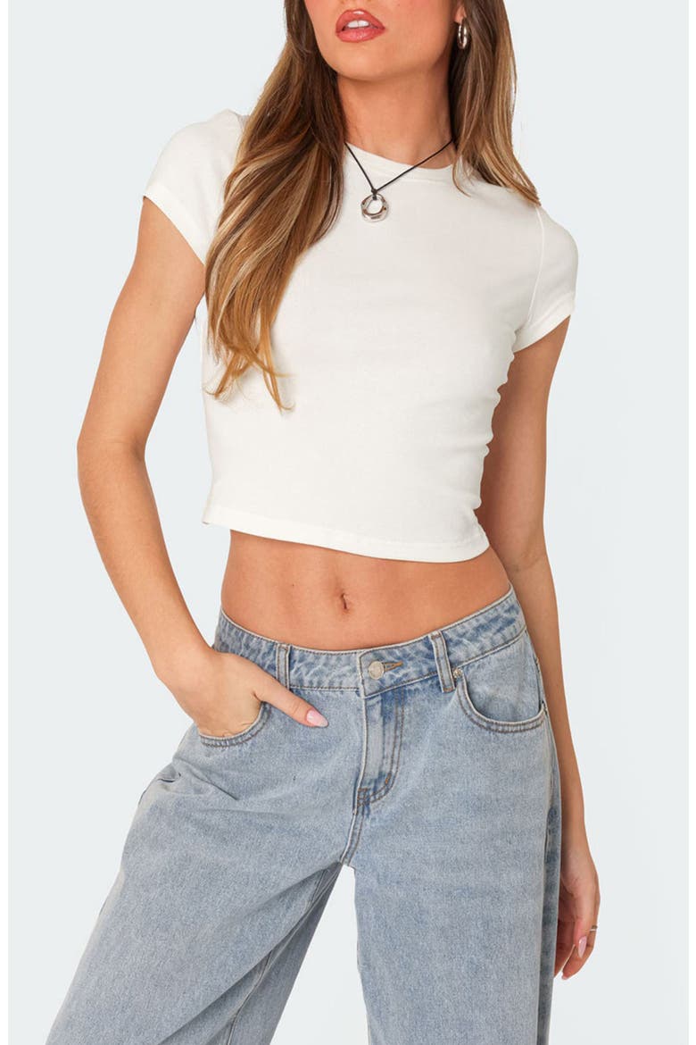 Better Basics Stretch Cotton Crop T-Shirt, Main, color, WHITE