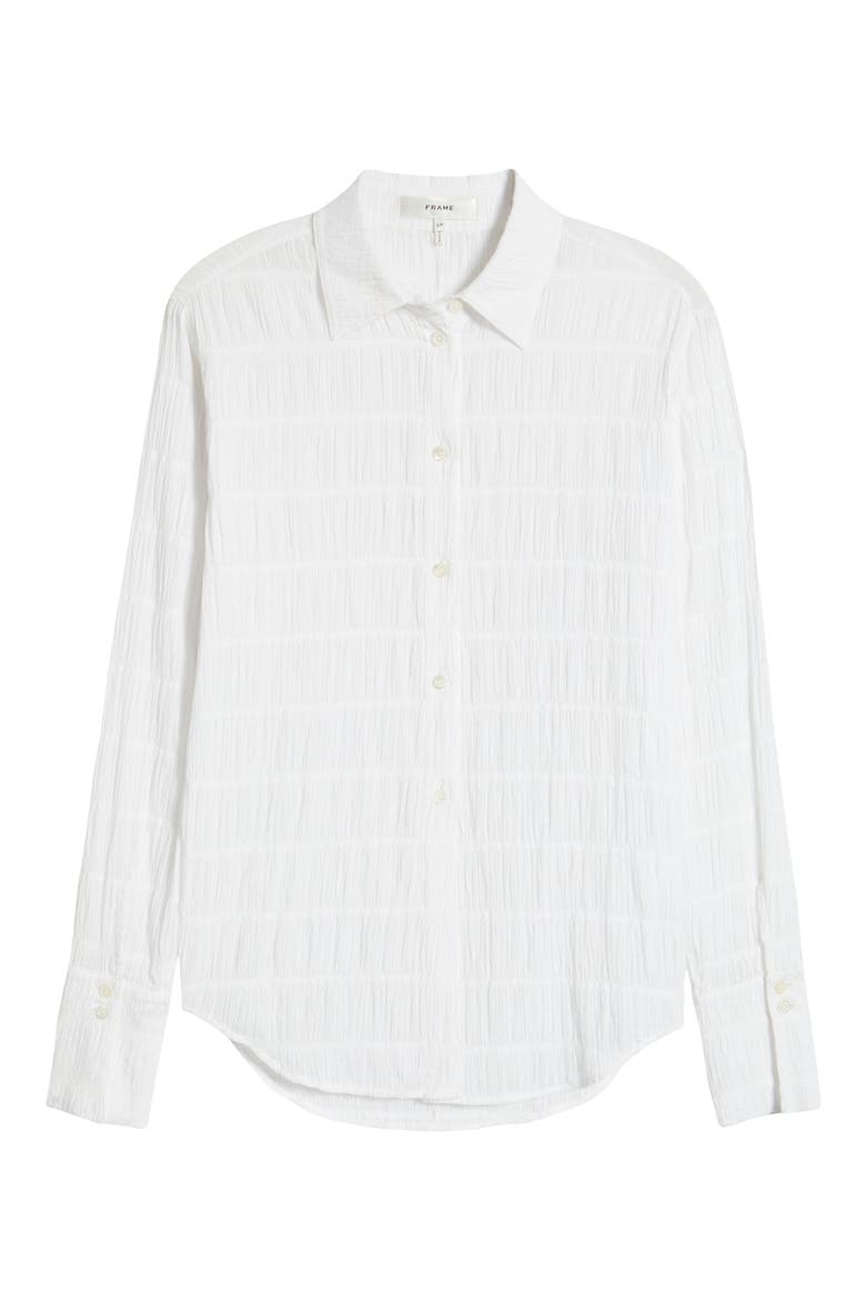 The Smocked Button-Up Shirt, Alternate, color, WHITE