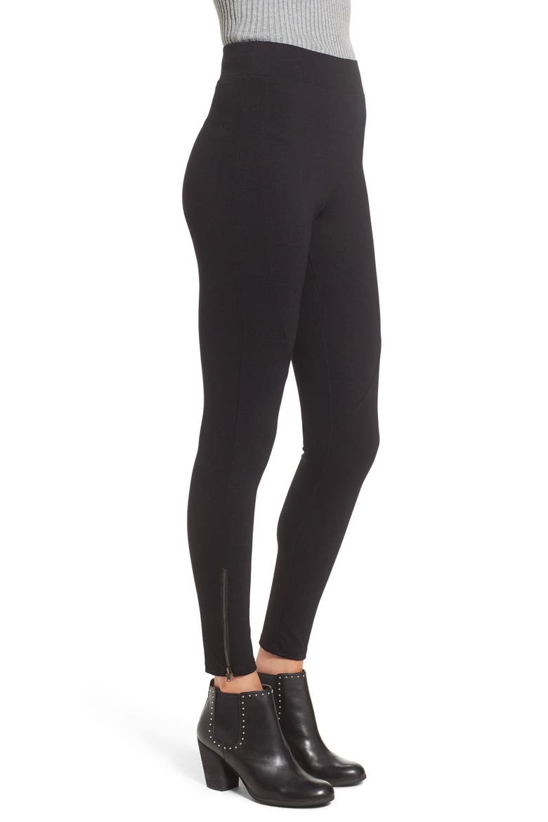 Zipper Leggings, Alternate, color, BLACK