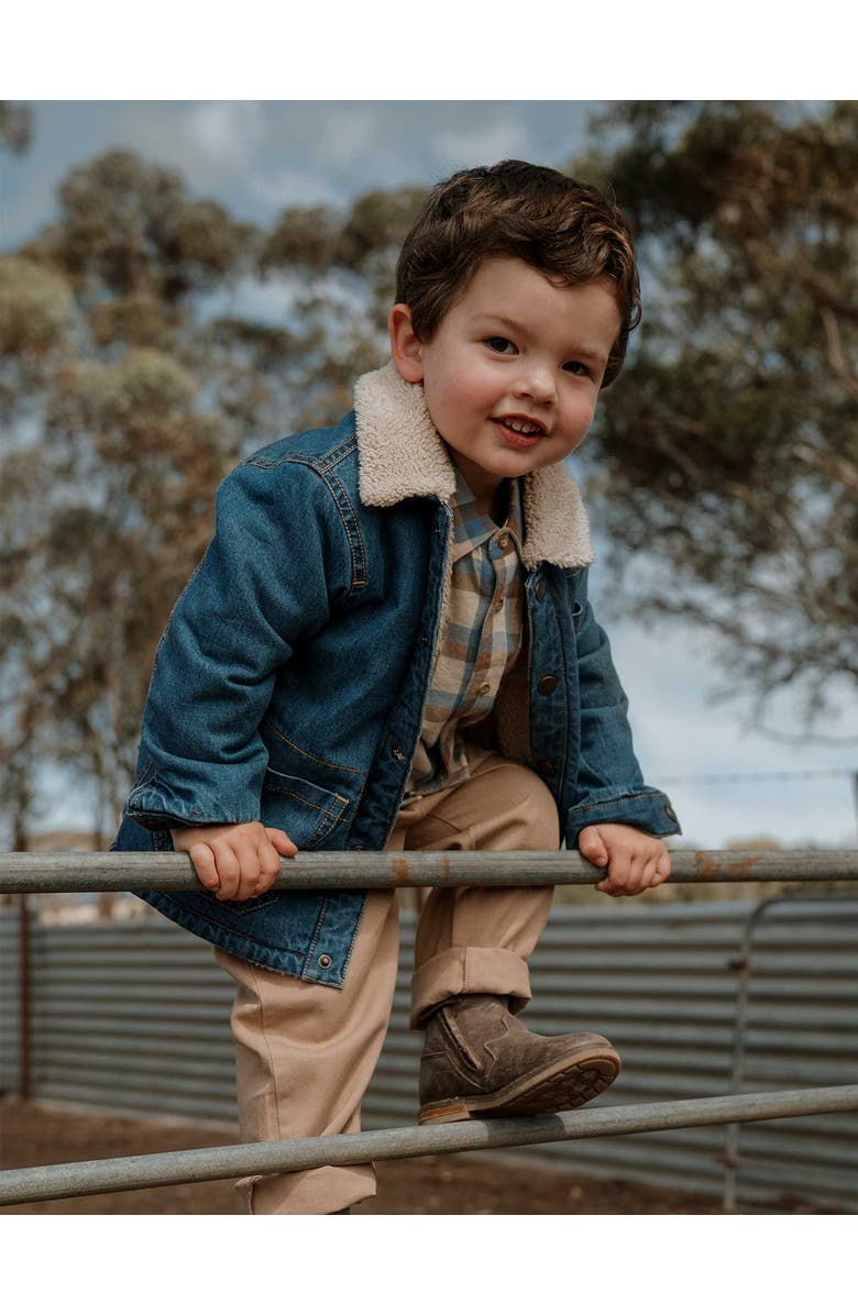 Purebaby Denim Faux Shearling Lined Jacket, Alternate, color, Mid Denim