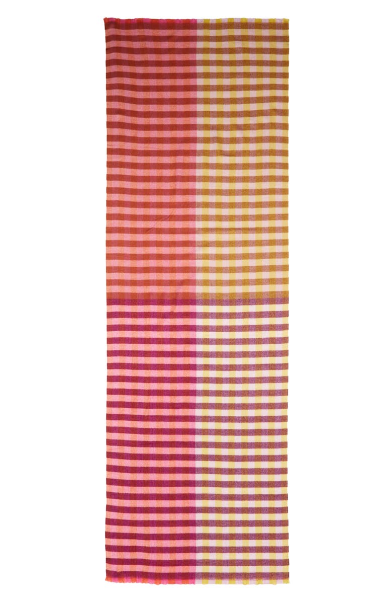 Echo Quarter Check Wrap Scarf, Alternate, color, Rose Violet
