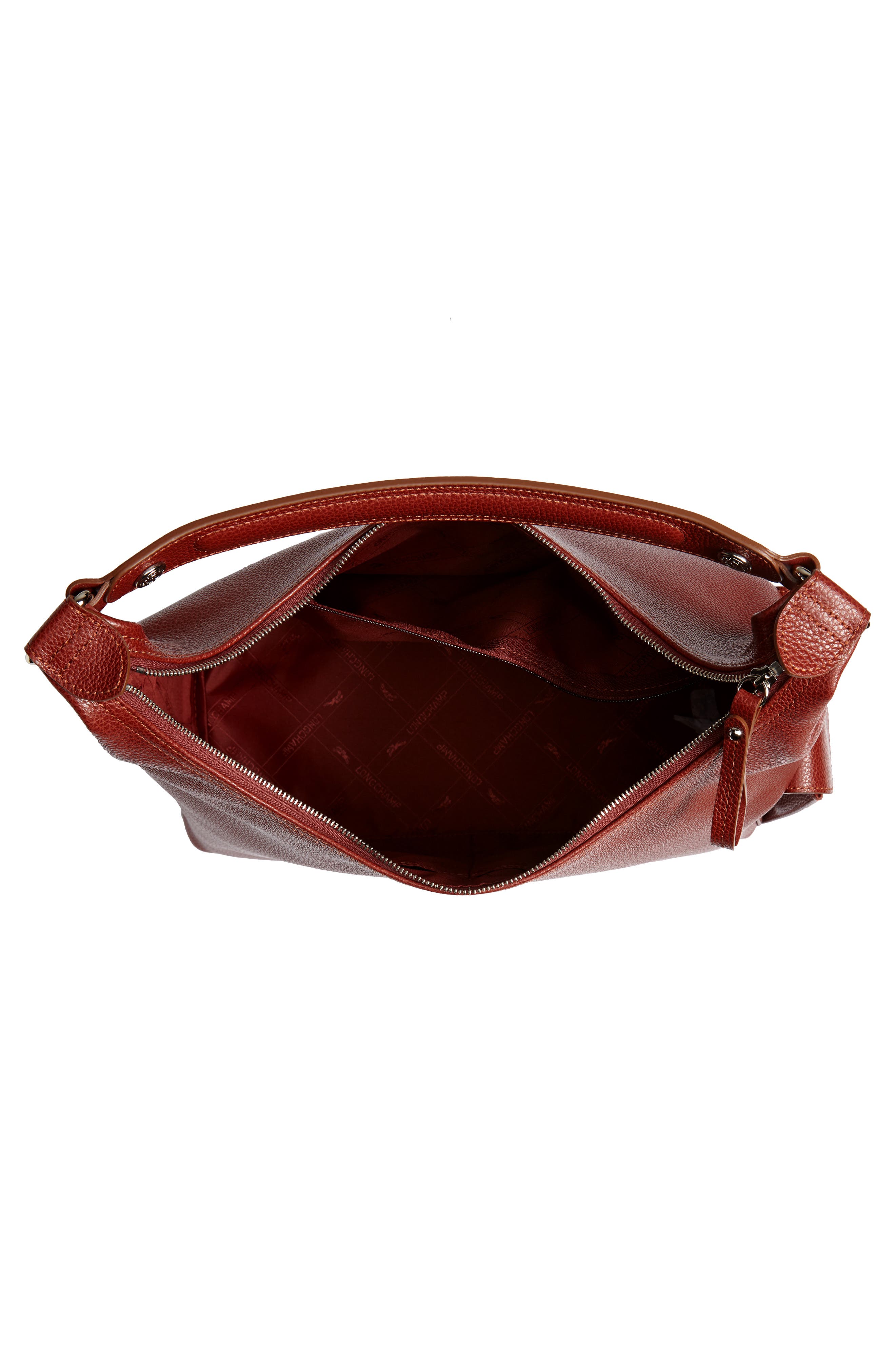 Le Foulonné Leather Hobo, Alternate, color, CHESTNUT